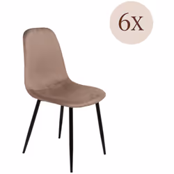 SET DI 6 SEDIE - Poltrona rivestita in velluto, Sedia da pranzo imbottita, Seduta per riunioni, 45x56h87 cm, Tortora. STRUTTU ...