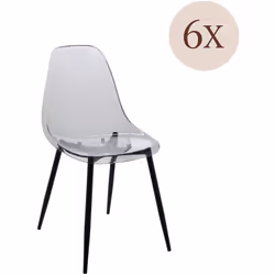 SET DI 6 SEDIE - Poltrona in PET, Sedia da pranzo ergonomica, Seduta per riunioni, 53x46h81 cm, Fumé. STRUTTURA E UTILIZZO - ...