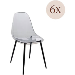 Set di 6 sedie Amstrong, Poltrona in pet, Sedia da pranzo ergonomica, Seduta per riunioni, 53x46h81 cm, Fumé - Dmora