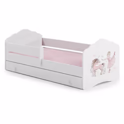 LETTO PER BAMBINI - Lettino per cameretta, Set camera da letto, Struttura porta materasso, 85x164 h63 cm, Bianco con unicorno ...