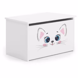 BAULE - Contenitore multiuso, Cassapanca multiuso, Box portaoggetti, 40x42 h73 cm, Bianco con gatto. STRUTTURA E UTILIZZO - C ...