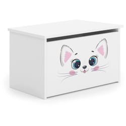 Dmora - Baule Swami, Contenitore multiuso, Cassapanca multiuso, Box portaoggetti, 40x42 h73 cm, Bianco con gatto