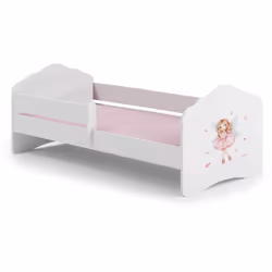 LETTO PER BAMBINI - Lettino per cameretta, Set camera da letto, Struttura porta materasso, 85x164 h63 cm, Bianco con Fatina.  ...