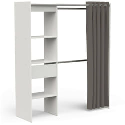 Guardaroba grande Doubs, Mobile camera da letto, Cabina armadio portabiti, Armadio appendiabiti, 167x50 h192 cm, Bianco opaco - Dmora