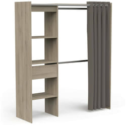 Guardaroba grande Doubs, Mobile camera da letto, Cabina armadio portabiti, Armadio appendiabiti, 167x50 h192 cm, Rovere e Bianco opaco - Dmora