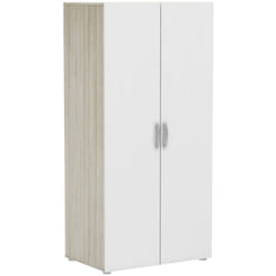 Guardaroba 2 ante Barge, Mobile camera da letto, Cabina armadio portabiti, Armadio appendiabiti, 79x52 h166 cm, Rovere e Bianco opaco - Dmora