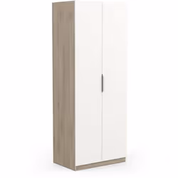 GUARDAROBA 2 ANTE - Mobile camera da letto, Cabina armadio portabiti, Armadio appendiabiti, 79x51 h203 cm, Rovere e Bianco op ...