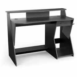 SCRIVANIA - Scrittoio da gaming, Tavolo per ufficio porta PC, Piano di lavoro, 124x60 h90 cm, Grigio scuro e Nero.STRUTTURA E ...