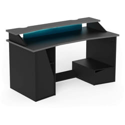 Dmora - Scrivania Arsoli, Scrittoio da gaming, Tavolo per ufficio porta pc, Piano di lavoro, 160x76 h92 cm, Nero