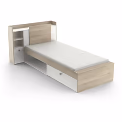 LETTO SINGOLO - Sommier per camera da letto, Giroletto per stanza, Struttura porta materasso, 227x125 h91 cm, Rovere e Bianco ...