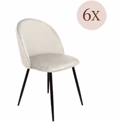 SET DI 6 SEDIE - Poltrona rivestita in velluto, Sedia da pranzo imbottita, Seduta per riunioni, 51x54h82 cm, Panna. STRUTTURA ...