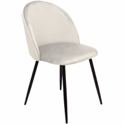 SEDIA - Poltrona rivestita in velluto, Sedia da pranzo imbottita, Seduta per riunioni, 51x54h82 cm, Panna. STRUTTURA E UTILIZ ...