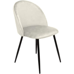 Sedia Achito, Poltrona rivestita in velluto, Sedia da pranzo imbottita, Seduta per riunioni, 51x54h82 cm, Panna - Dmora