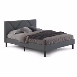 LETTO PIAZZA E MEZZA - Letto matrimoniale imbottito in tessuto lavabile, include una rete a doghe in legno con doppio rinforz ...