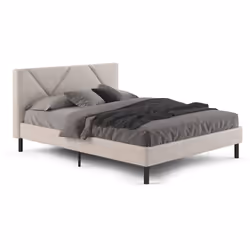 LETTO MATRIMONIALE - Letto matrimoniale imbottito in tessuto lavabile, include una rete a doghe in legno con doppio rinforzo ...