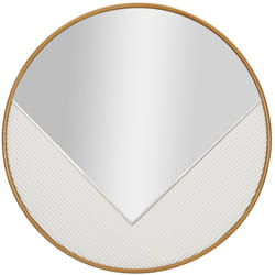 Dmora - Specchio Santelia, Specchiera, Articolo d'arredo a muro, Decorazione con specchio, 80x4 h80 cm, Bianco e Oro