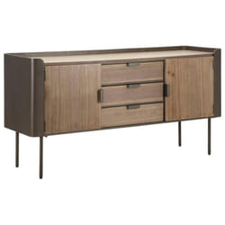 Credenza Jones, Buffet da soggiorno, Madia da salotto, Dispensa da cucina, 145x47 h76 cm, Grigio e Marrone - Dmora