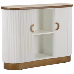 CREDENZA - Buffet da soggiorno, Madia da salotto, Dispensa da cucina, 121x41 h90 cm, Bianco e Marrone. STRUTTURA E UTILIZZO - ...