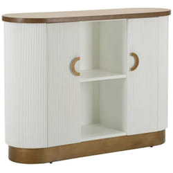 Credenza Ferrule, Buffet da soggiorno, Madia da salotto, Dispensa da cucina, 121x41 h90 cm, Bianco e Marrone - Dmora