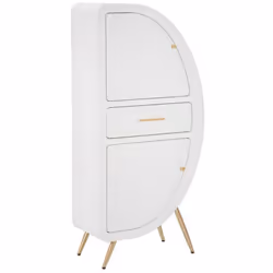 CREDENZA - Buffet da soggiorno, Madia da salotto, Dispensa da cucina, 60x32 h133 cm, Bianco e Oro. STRUTTURA E UTILIZZO - Mob ...