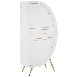 Credenza Tellier, Buffet da soggiorno, Madia da salotto, Dispensa da cucina, 60x32 h133 cm, Bianco e Oro - Dmora
