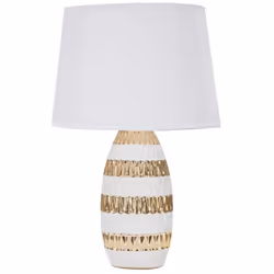 LAMPADA DA TAVOLO - Luce da scrivania, Luminaria da ufficio, Lampada da lavoro, 33x33 h50 cm, Bianco e Oro. STRUTTURA E UTILI ...