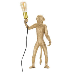 Dmora - Lampada da tavolo Piet, Luce da scrivania, Luminaria da ufficio, Lampada da lavoro, 26x34 h55 cm, Oro