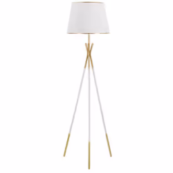 LAMPADA DA TERRA - Luce da terra, Lampada da pavimento, Lampada a stelo, 61x61 h154 cm, Bianco e Oro. STRUTTURA E UTILIZZO -  ...