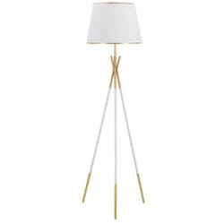 Dmora - Lampada da terra Murales, Luce da terra, Lampada da pavimento, Lampada a stelo, 61x61 h154 cm, Bianco e Oro