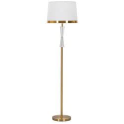 Dmora - Lampada da terra Craquelure, Luce da terra, Lampada da pavimento, Lampada a stelo, 40x40 h153 cm, Bianco e Oro