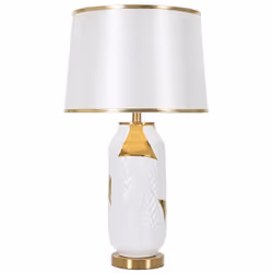 LAMPADA DA TAVOLO - Luce da scrivania, Luminaria da ufficio, Lampada da lavoro, 40x40 h70 cm, Bianco e Oro. STRUTTURA E UTILI ...