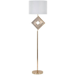 Dmora - Lampada da terra Inchiostro, Luce da terra, Lampada da pavimento, Lampada a stelo, 40x40 h161 cm, Bianco e Oro