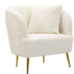 Dmora - Poltrona Landi, Seduta imbottita, Divano singolo da salotto, Sedia con braccioli, 73x66 h78 cm, Bianco e Oro