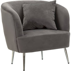 Dmora - Poltrona Landi, Seduta imbottita, Divano singolo da salotto, Sedia con braccioli, 73x66 h78 cm, Grigio e Argento