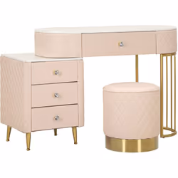 TOELETTA - Tavolo da toeletta, Postazione da trucco, Mobile consolle, 120x40 h75 cm, Rosa e Oro. STRUTTURA E UTILIZZO – Toele ...
