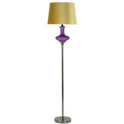 Dmora - Lampada da terra Pepoli, Luce da terra, Lampada da pavimento, Lampada a stelo, 40x40 h167 cm, Viola e Giallo