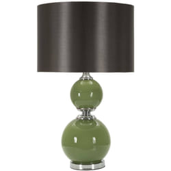 Dmora - Lampada da tavolo Falletto, Luce da scrivania , Luminaria da ufficio, Lampada da lavoro, 38x38 h65 cm, Verde e Grigio