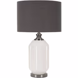 LAMPADA DA TAVOLO - Luce da scrivania , Luminaria da ufficio, Lampada da lavoro, 38x38 h65 cm, Bianco e Grigio. STRUTTURA E U ...