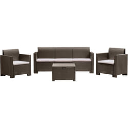 Set salotto da esterno Admiral, Salottino outdoor, Set da balcone o giardino, Composizione soggiorno per esterni, Made in Italy, Tortora - Dmora