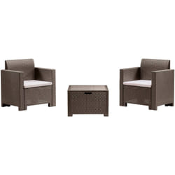 Set salotto da esterno Apis, Salottino outdoor, Set da balcone o giardino, Composizione soggiorno per esterni, Made in Italy, Tortora - Dmora