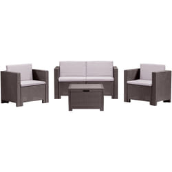 Set salotto da esterno Camisano, Salottino outdoor, Set da balcone o giardino, Composizione soggiorno per esterni, Made in Italy, Marrone - Dmora