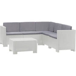 Dmora - Set salotto da esterno Camerota, Salottino outdoor, Set da balcone o giardino, Composizione soggiorno per esterni, Made in Italy, Bianco