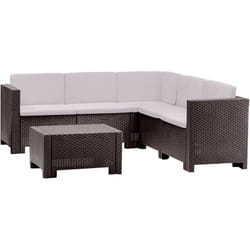Set salotto da esterno Camerota, Salottino outdoor, Set da balcone o giardino, Composizione soggiorno per esterni, Made in Italy, Marrone - Dmora