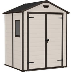 Casetta da giardino Cranbrook, Capanno da esterno, Rimessa da giardino, Ripostiglio per attrezzi, 185x152 h226 cm, Beige - Dmora
