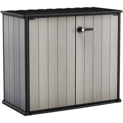 Armadio da esterno Kindersley, Mobile outdoor, Mobiletto giardino multiuso, Contenitore per balcone o garage, 140x77 h120 cm, Grigio - Dmora