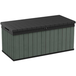 Dmora - Cassapanca outdoor Montmagny, Baule da giardino, Contenitore da esterno, Panchina contenitore da esterno, 143x65 h64 cm, Verde