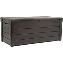 Dmora - Cassapanca outdoor Wawa, Baule da giardino, Contenitore da esterno, Panchina contenitore da esterno, 145x70 h60 cm, Marrone
