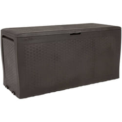 Dmora - Cassapanca outdoor Kingston, Baule da giardino, Contenitore da esterno, Panchina contenitore da esterno, 116x45 h57 cm, Marrone