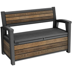 Dmora - Cassapanca outdoor Estevan, Baule da giardino, Contenitore da esterno, Panchina contenitore da esterno, 133x61 h89 cm, Noce