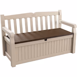 CASSAPANCA OUTDOOR - Baule da giardino, Contenitore da esterno, Panchina contenitore da esterno, 140x60 h84 cm, Beige e Marro ...